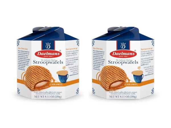 Daelmans Stroopwafels – Dutch Caramel Waffles, 2-Pack Assortment (8 per Box)