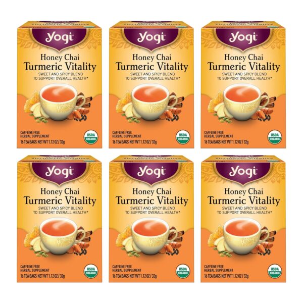 Yogi Tea Honey Chai Turmeric Vitality – Organic Herbal Tea (6 Packs, 16 Bags Each)