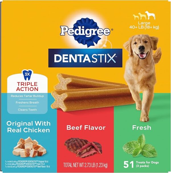 Pedigree Dentastix for Large Dogs – Variety Pack, 51 Treats