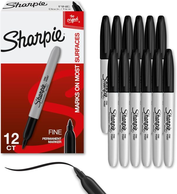 Sharpie Black Fine Tip Markers (12 Pack)